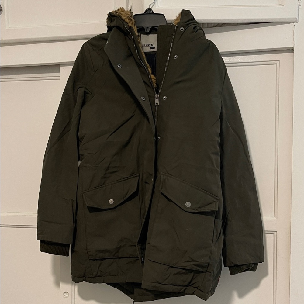 Levi's Dark Green Hooded Puffer Jacket
